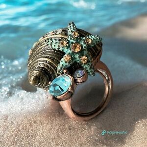 💖 Mythologie Seashell & Starfish Cocktail Ring 💖